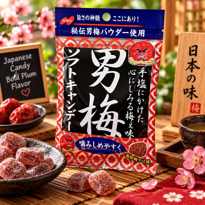 Nobel Otoko Ume – Bonbons Mous à la Prune Ume Salée – 35g