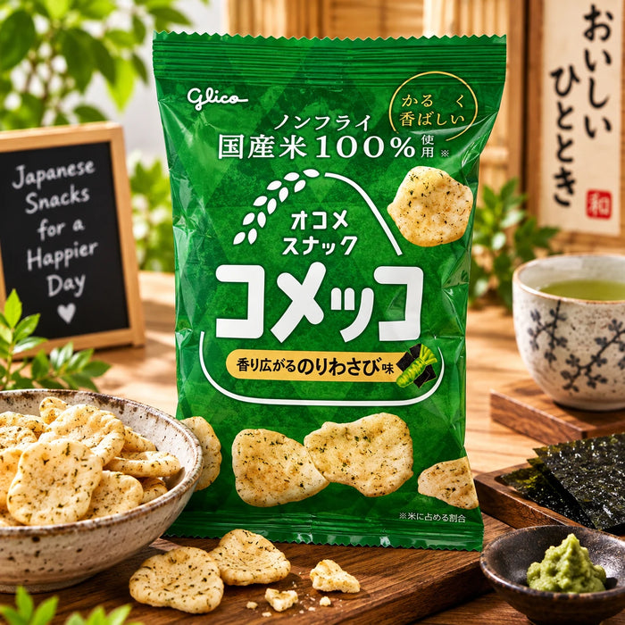 Glico Komecco – Crackers de Riz au Nori & Wasabi – 26g