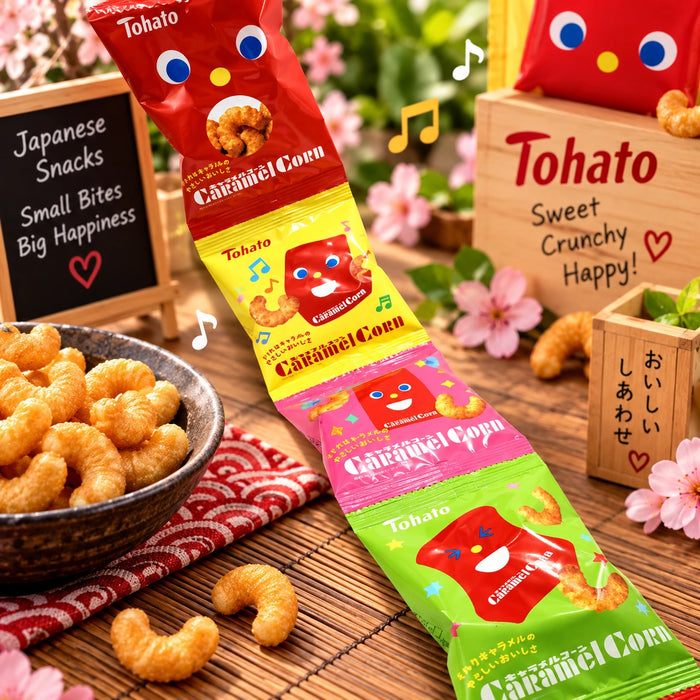 Tohato Caramel Corn Mini – Maïs soufflé au Caramel – 4 sachets